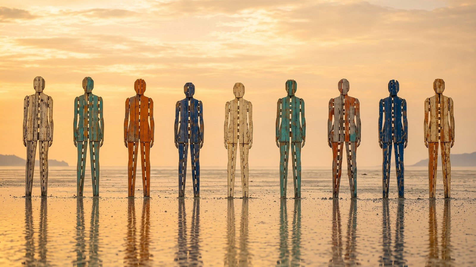 Figures on the Kep beach at dusk